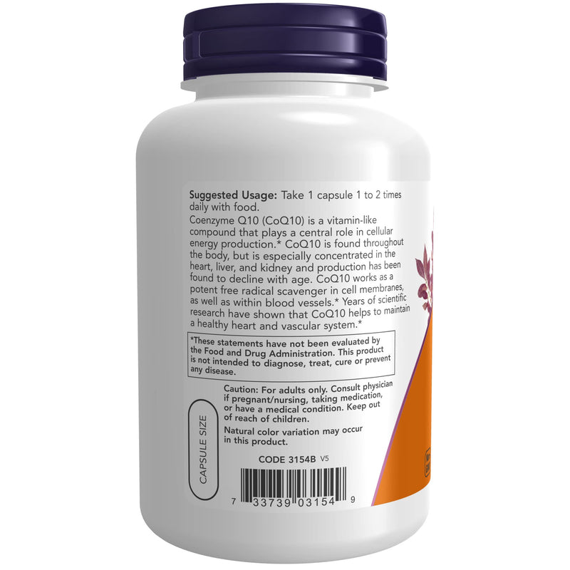 [Australia] - NOW Supplements, CoQ10 60 mg, Pharmaceutical Grade, All-Trans Form of CoQ10 Produced by Fermentation, 180 Veg Capsules 180 Count (Pack of 1) 