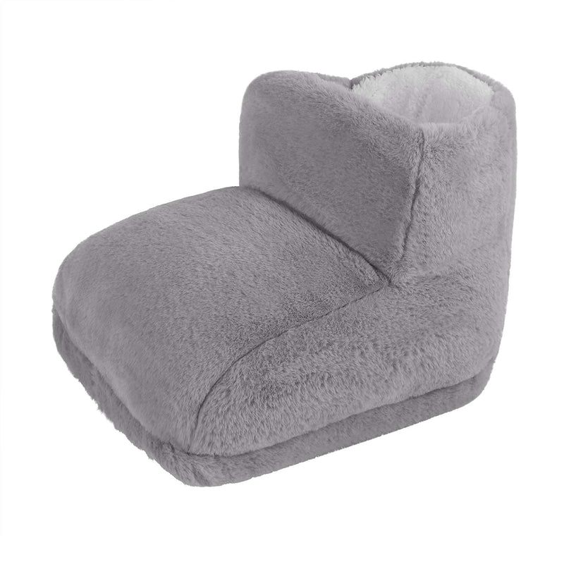 [Australia] - Furry USB Electric Heated Foot Warmers Winter Home Office Thick Plush Foot Heater Thermal Heating Pad Cushion Heat Therapy Feet Warmer Boots Shoes for Men Women Grey 