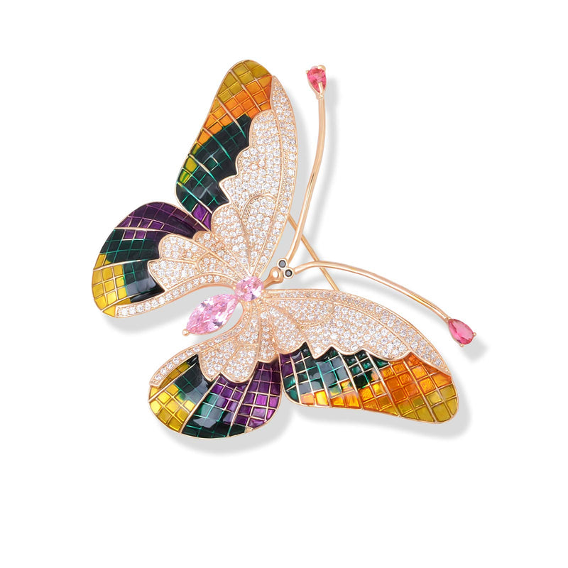 [Australia] - Women's Rhinestone Crystal Hand Painting Enamel Winged Monarch Butterfly Brooch Pin Corsage Insect Jewelry Hat Pins Purple 