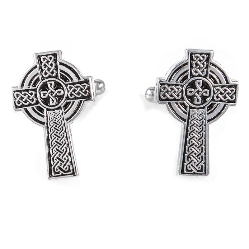 [Australia] - MRCUFF Irish Ireland Clover Cross Shamrock Knot 4 Pairs Cufflinks in a Presentation Gift Box & Polishing Cloth 