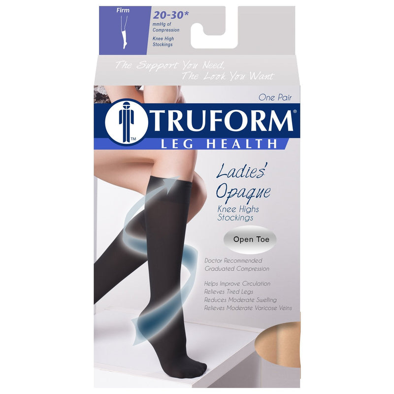 [Australia] - Truform Women's Compression Stockings, 20-30 mmHg, Knee High Length, Open Toe, Opaque, Beige, Medium Beige (Open Toe) Medium (1 Pair) Open Toe 20-30 mmHg 