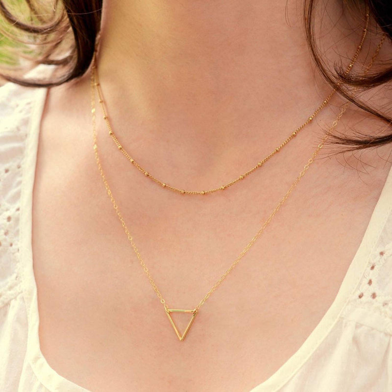 [Australia] - DeScount Dainty Geometric Pendant Necklace,Triangle,Circle,Square,Bar,Star Layering Pendant Necklaces for Women Triangle 