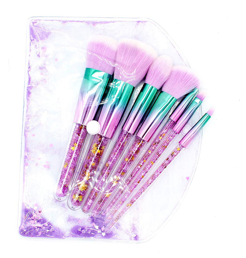 [Australia] - Ranvi 7 PCS Fashion Crystal Glitter Diamond Makeup Brushes Set Foundation Cosmetic Brush Tools with Bag - Gradient 