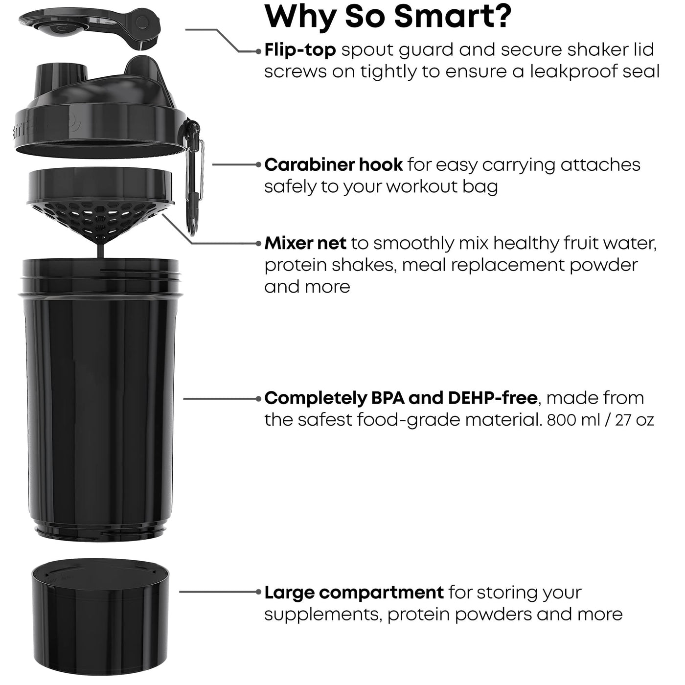 Gym Shaker Bottle, Use For Storage: Protein Shake, 800 ML