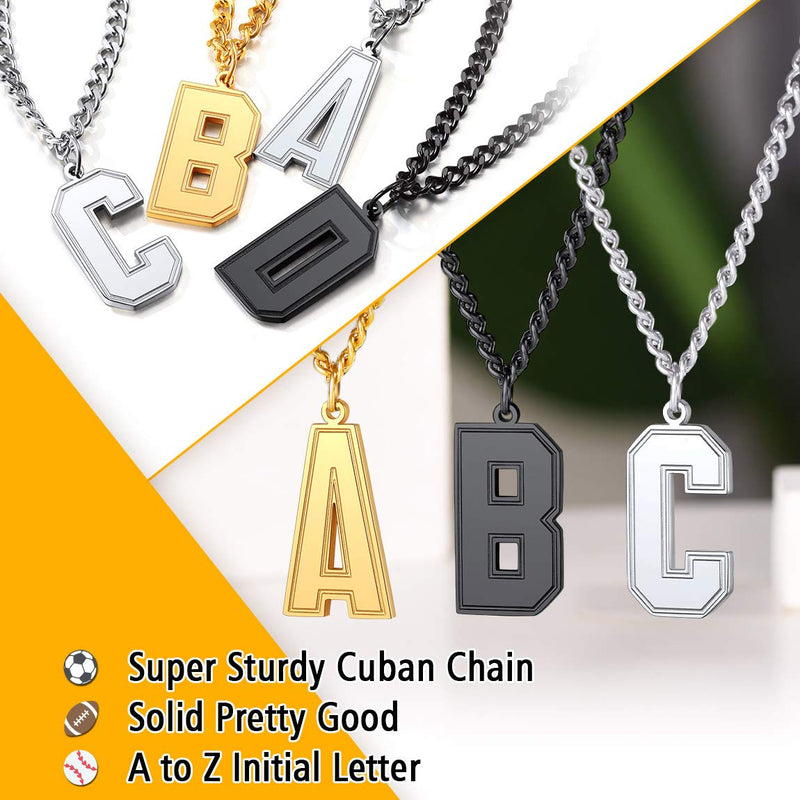 [Australia] - ChainsPro Men/Women Stunning Monogram Letter Necklace, A to Z Initial Charm with Chain-22+2"-Adjustable, 316L Stainless Steel/Gold Plated/Black (Send Gift Box) 1-J-gold plated 