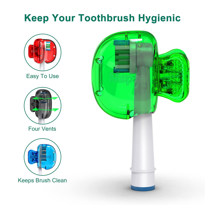 [Australia] - Mspan Toothbrush Head Cover Cap: Toothbrush Protector Brush Pod Case Protective Plastic Clip Bathroom Cool Stuff for Household Travel Blue, Red, Green, Black 