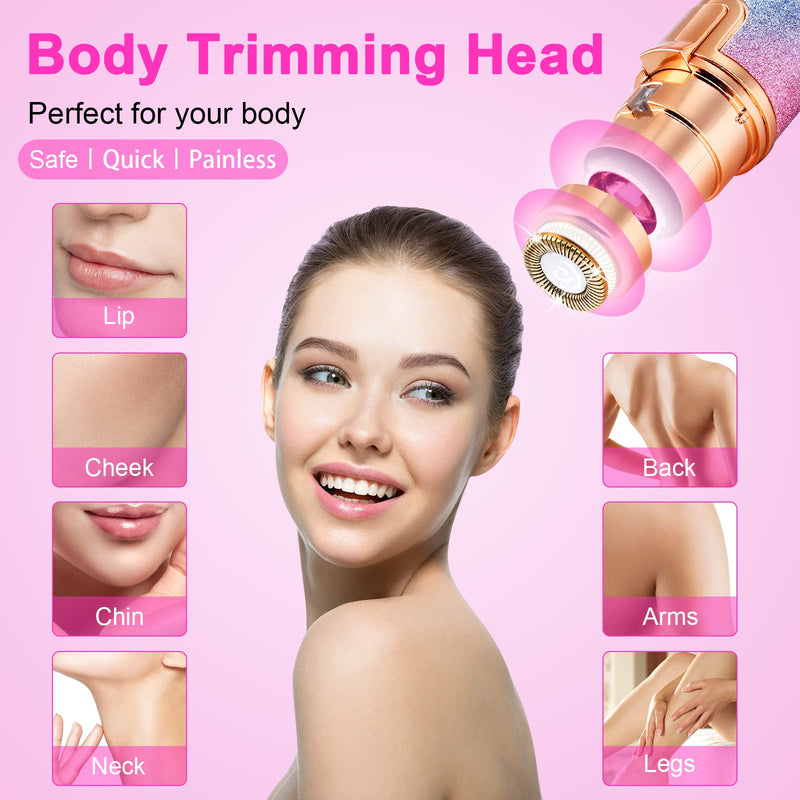[Australia] - ACWOO Facial Hair Remover for Women, 2 in 1 Eyebrow Trimmer & Face Hair Removal, Painless Electric Remover for Lips Nose Face Body Peach Fuzz, Lady Shaver with 2 Eyebrow Trimmer, Built-in LED Light 