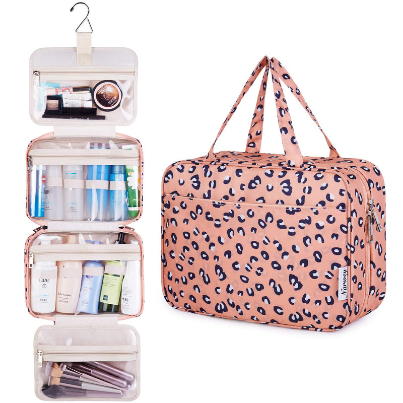 [Australia] - Large Hanging Toiletry Bag Travel Makeup Bag Cosmetic Organizer for Women and Girls Leopard 