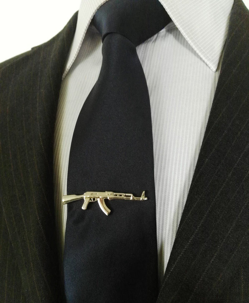 [Australia] - Salutto Tie Bar Mens Tie Clip Special Shape Shirt Tie Bar Clip AK47 Gun 