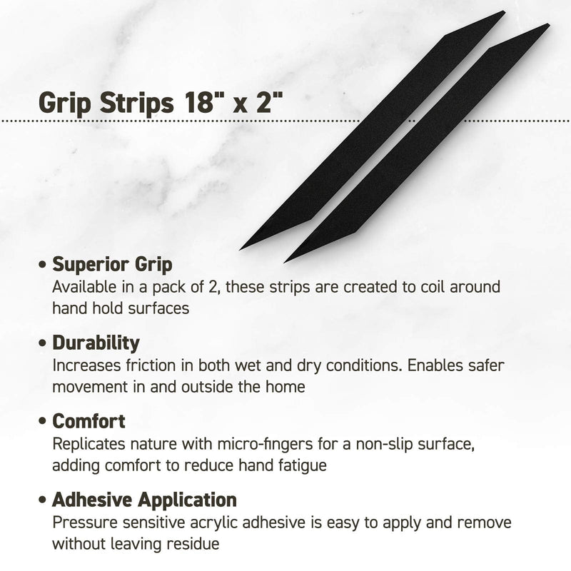 [Australia] - HOLDFast Grips-150694 Strips, 8" x 2", 2 Pack,Black,Grip Tape for Increased Safety Creates Non-Slip Surface On Grab Rails,Adhering Traction Grip for Friction when Using Grab Bars in Showers/Bath Tubs Black 