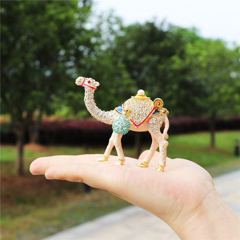 [Australia] - Waltz&F Camel Figurine Trinket Boxes Ornament Crystals Hand-painted Patterns Jewelry Trinket Box Hinged Collectible Ring Display Holders 