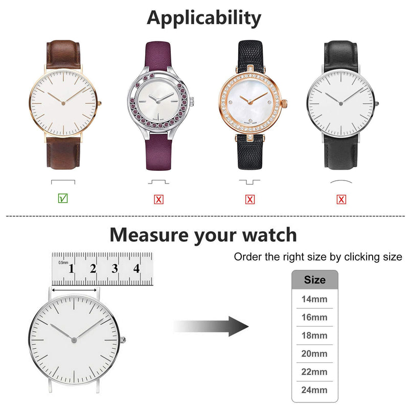 [Australia] - Fullmosa Leather Watch Strap 22mm 20mm 18mm 24mm 16mm 14mm, Classic Cross Leather Band Compatible with Samsung Watch, Huawei Watch, Fossil Watch, Withings Smart Watches White+Silver Buckle 