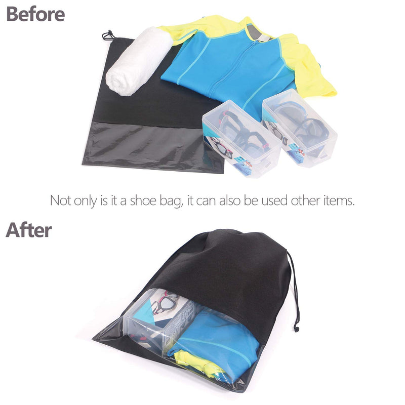 [Australia] - 12PCS Travel Shoe Bags Non-Woven Storage with Rope for Men and Women Large Shoes Pouch Packing Organizers, Black 