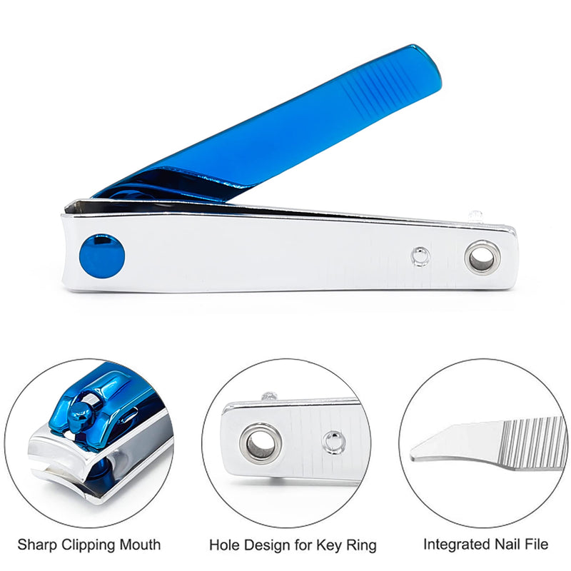 [Australia] - Nail Clippers Nail Cutter 2PCs Set Stainless Steel Fingernails Toenails Clippers for Men Women Sturdy Nail Clipping Kit (Blue) Blue 