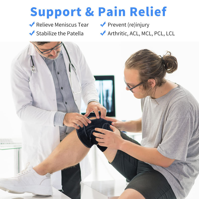 [Australia] - ABYON Plus Size Knee Braces for Meniscus Tears with Side Stabilizers for Men and Women Knee Pain,Relieves ACL, LCL, MCL Tendonitis, Arthritis Pain,or Joint Pain Relief.Non Slip Knee Support with Adjustable Straps XX-Large Black 