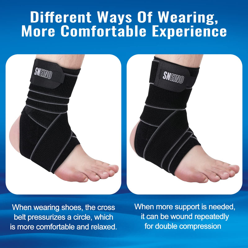 [Australia] - SNEINO Ankle Brace for Women & Men - Ankle Brace for Sprained Ankle, Ankle Stabilizer for Sprain, Injury Recovery, New Upgrade Adjustable Breathable Ankle Support Brace for Basketball, Running New upgrade black M - 1 PACK 