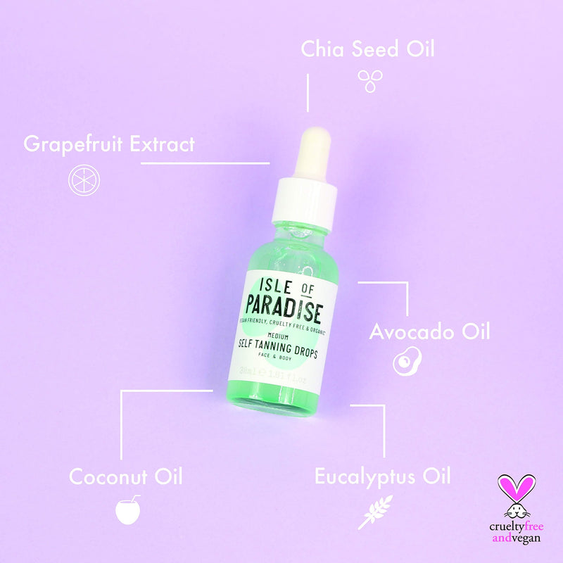 [Australia] - Isle of Paradise Fake Tan Drops Medium (30 ml) Add Self Tanning Drops to Skin Care Natural Ingredients & Vegan 