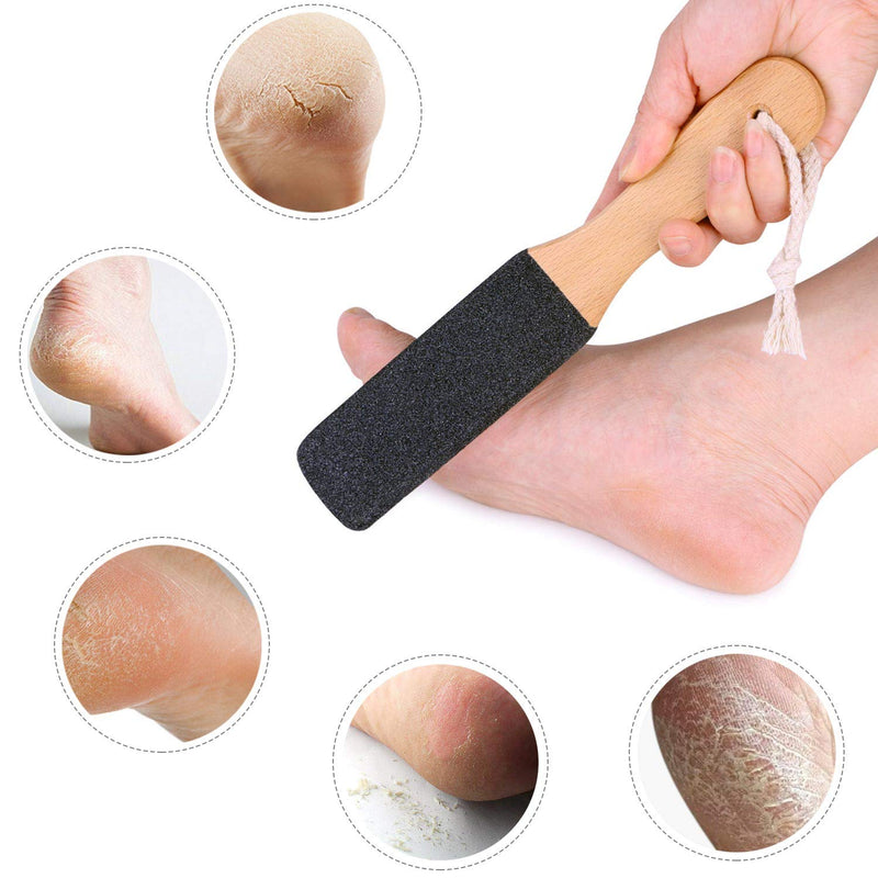 [Australia] - 2 Pieces Foot File Callus Remover Heel Grater Wooden Handle Foot Scrubber Pedicure File Foot Filer for Dead Skin Professional 