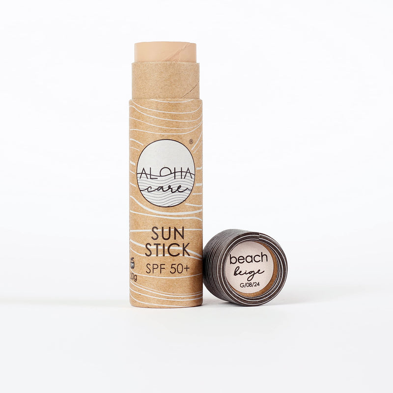 [Australia] - Aloha Care Sun Stick SPF 50+ | Face Mineral Sunscreen for Surfing | Eco-friendly Paper Tube 20g (2-pack blue + beige) 2-pack blue + beige 