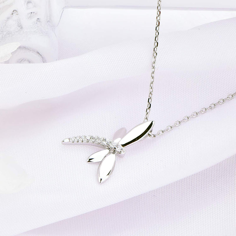 [Australia] - JO WISDOM Women Dragonfly Necklace,925 Sterling Silver Cubic Zirconia Dragonfly Pendant Necklace,Jewelry for Women A-dragonfly 