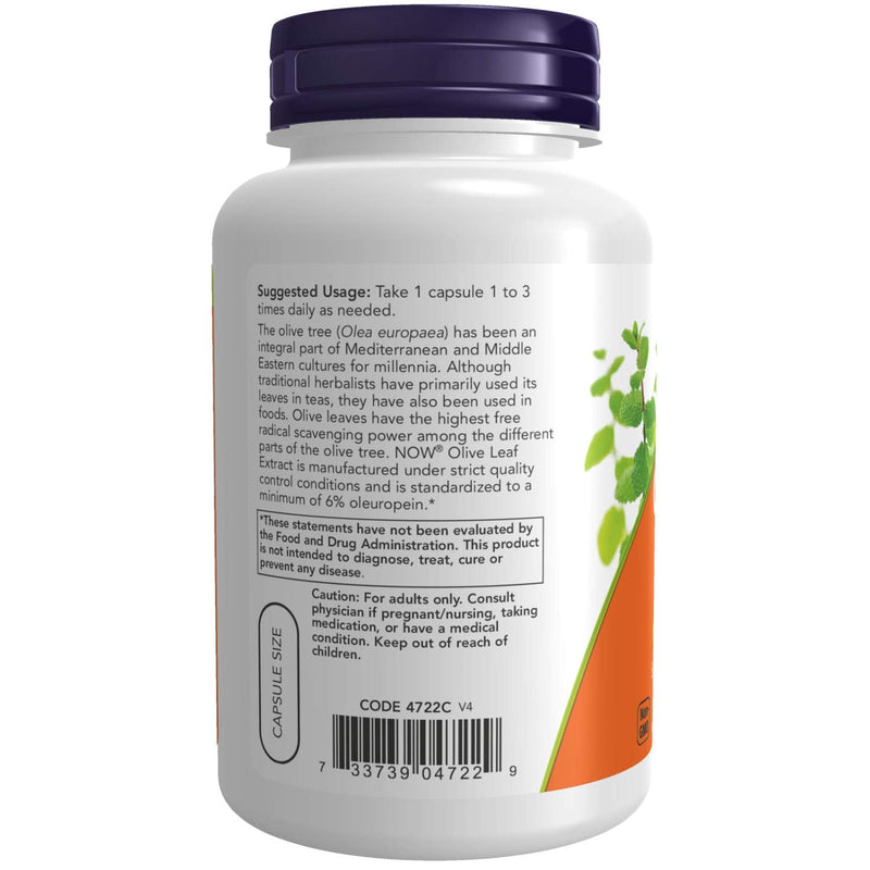 [Australia] - NOW Supplements, Olive Leaf Extract 500 mg, Free Radical Scavenger*, 120 Veg Capsules 120 Count (Pack of 1) 