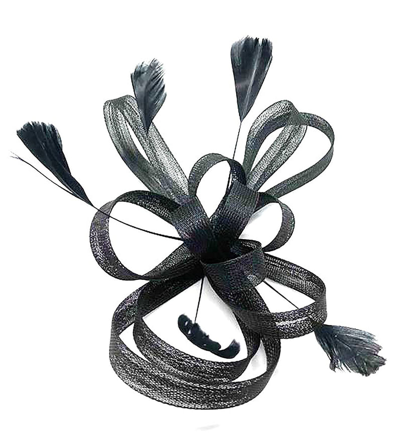 [Australia] - Ladies Feather Comb Fascinator, Ladies Day, Races, Royal Ascot Hair Piece Fascinator (Black) Black 