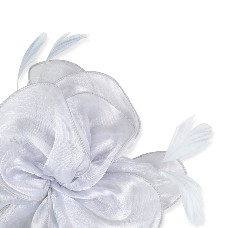 [Australia] - DRESHOW Fascinators Hat Tea Party Headwear Ribbons Feathers on a Headband and a Clip for Girls and Women 8.2" / Gray 