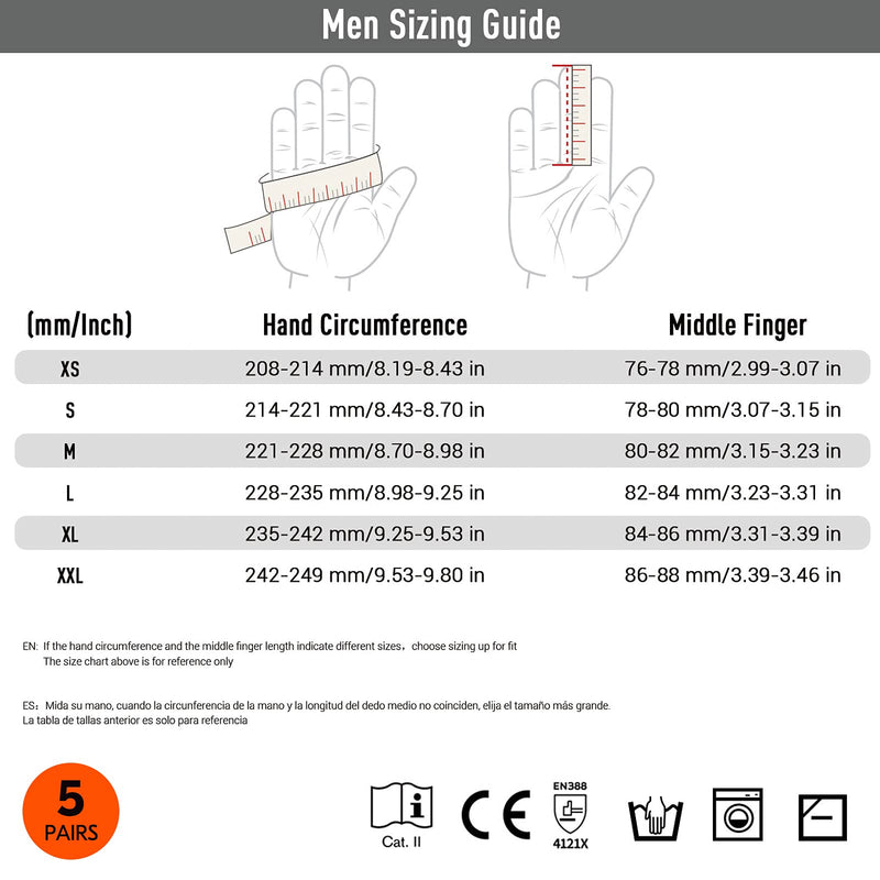 [Australia] - Vgo 5Pairs Safety Work Gloves,Gardening Gloves,Non-Slip Nitrile coating,Dipping Gloves(Size M,Grey,NT2110) M (Pack of 5) Green 