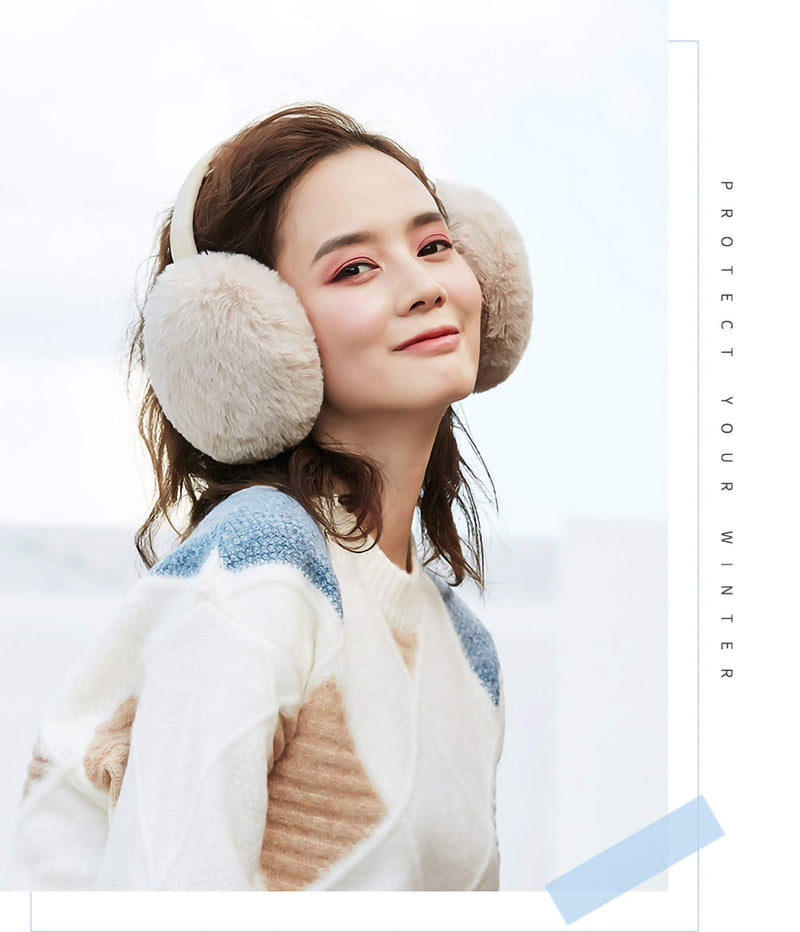 [Australia] - Winter Ear muffs Faux Fur Warm Earmuffs Cute Foldable Outdoor Ear Warmers For Women Girls Black 