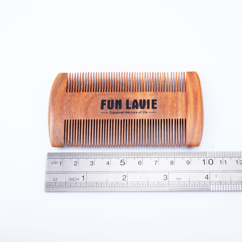 [Australia] - Beard Comb Hair Comb Natural Green Sandalwood Mustache Comb 4 Inch by FUNLAVIE 02 Brown 