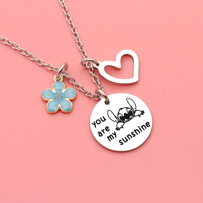 [Australia] - Maxforever Girl's Jewelry You are My Sunshine Necklace Gift for Daughter, Niece, Girls Blue Sakura 