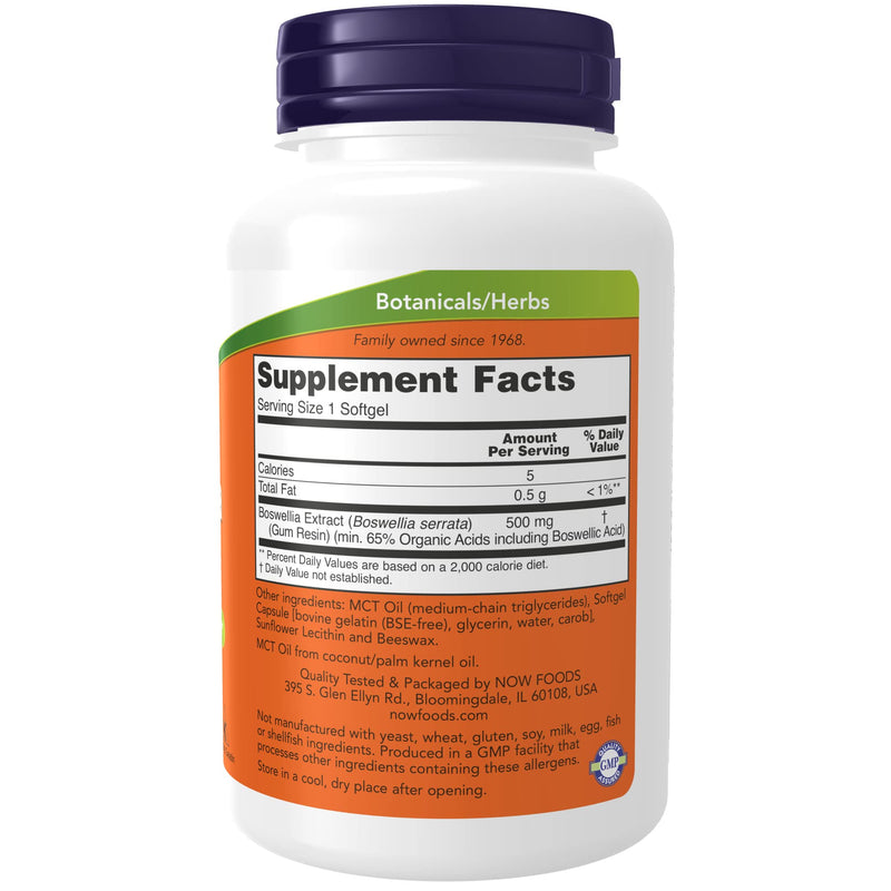 [Australia] - NOW Supplements, Boswellia Extract 500 mg in MCT Oil Base, Balanced Immune Response*, 90 Softgels 