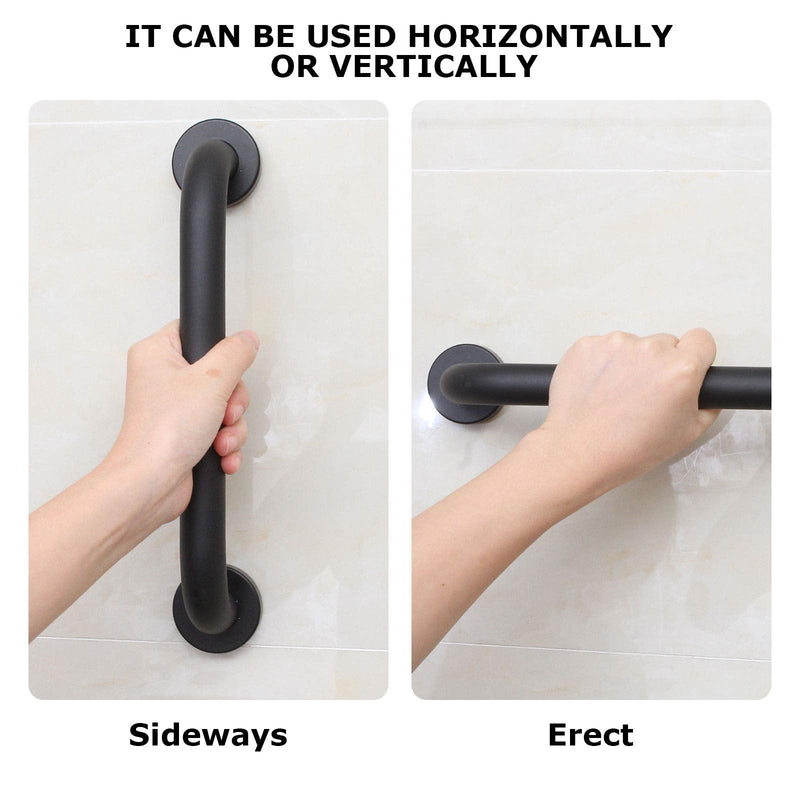 [Australia] - SENENQU 2 Pack Shower Grab Bar, 12inch Space Aluminum Bathroom Grab Rail Safety Handrail Support - Black 