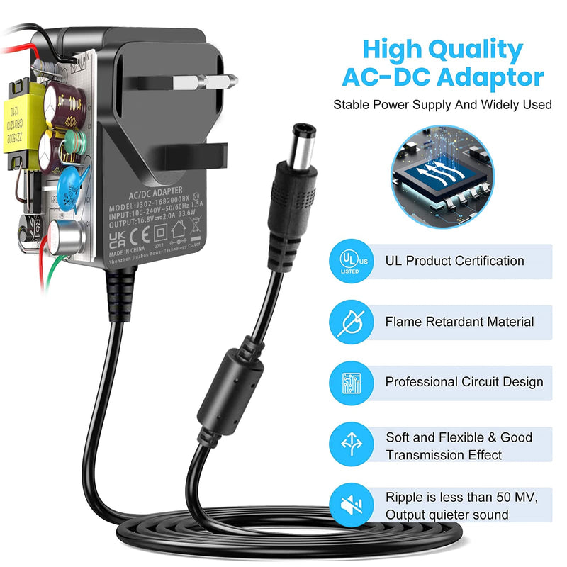 [Australia] - 16.8V Charger for Massage Gun,16.8V 2A 1A DC Power Cord for LifePro Sonic, Sonic Mini, Sonic Pro, Fusion X, Sonic Pro Handheld Percussion MassageGun and 14.4V 14.8V Battery Charger. 