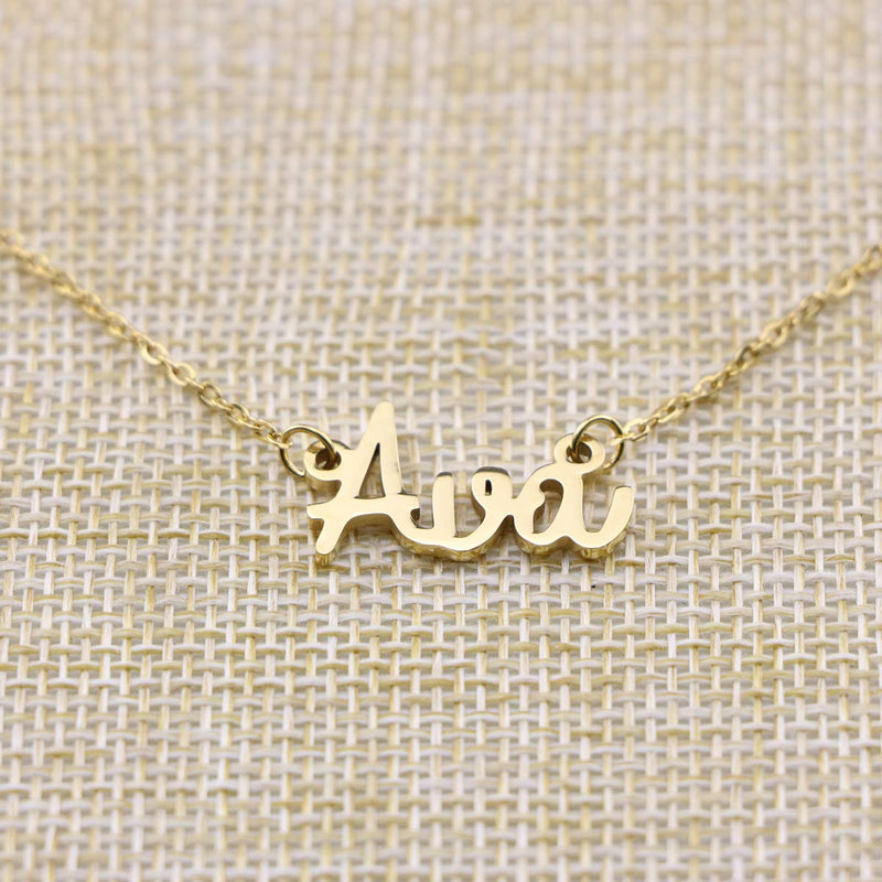 [Australia] - Yiyang Personalized Name Necklace 18K Gold Plated Stainless Steel Pendant Jewelry Birthday Gift for Girls Ava 