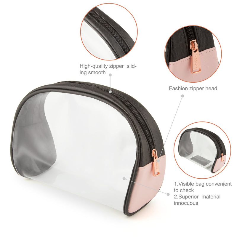 [Australia] - Cosmetic bag Clear makeup Pouch with Good Quality Zipper for Women Transparent Sundry Case Vinyl TSA Approved Toiletry Bag Large Quart for Travel (Pink) Pink 