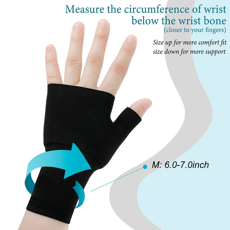 [Australia] - 4 Pieces Unisex Wrist Thumb Support Sleeve Fingerless Wrist Gloves Compression Arthritis Gloves Sports Wrist Support Brace for Fatigue Sports Typing (Medium, Medium) Medium (Pack of 4) 
