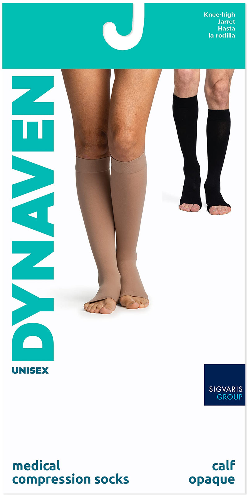 [Australia] - SIGVARIS Women’s DYNAVEN Open Toe Calf-High Socks 20-30mmHg XS - Extra Large Short Light Beige (Crispa) 