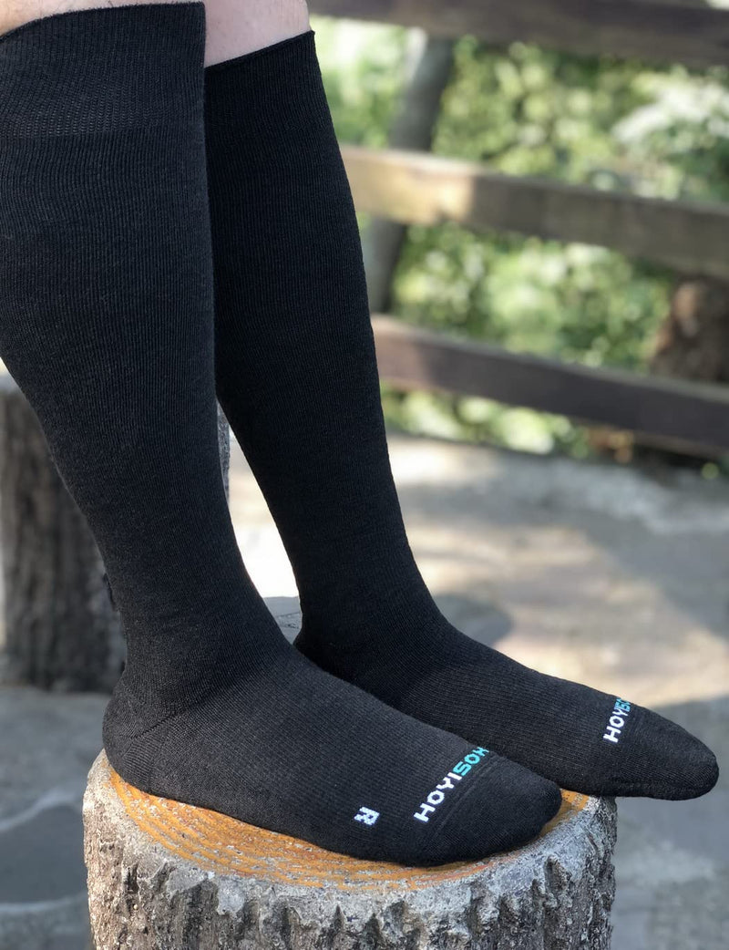 [Australia] - HOYISOX Plus Size Compression Socks 20-30 mmHg for Men and Women, Wide Calf Extra Large, Comfortable Cotton Black 5X-Large 