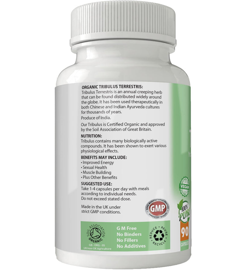 [Australia] - Simply Pure Organic Tribulus Capsules x 90, (500mg), 100% Natural Soil Association Certified, Gluten Free, GM Free and Vegan. 
