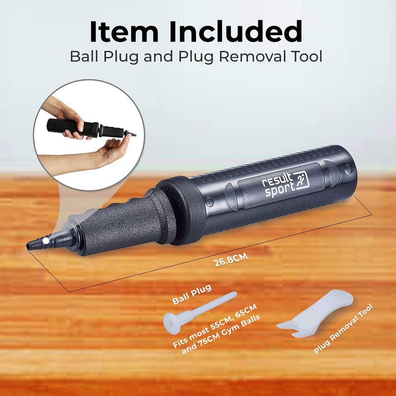 [Australia] - ResultSport Gym Ball Balloon Camping Double Action Hand Pump with Stopper Plug and Plug Removal Tool for Gymball and Swissball 