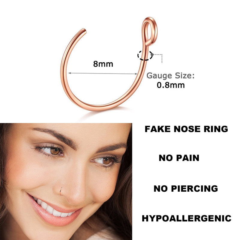 [Australia] - D.Bella Fake Nose Ring, 20G Faux Piercing Jewelry 8mm Fake Nose Ring Hoop for Faux Lip Septum Nose Ring Set A 