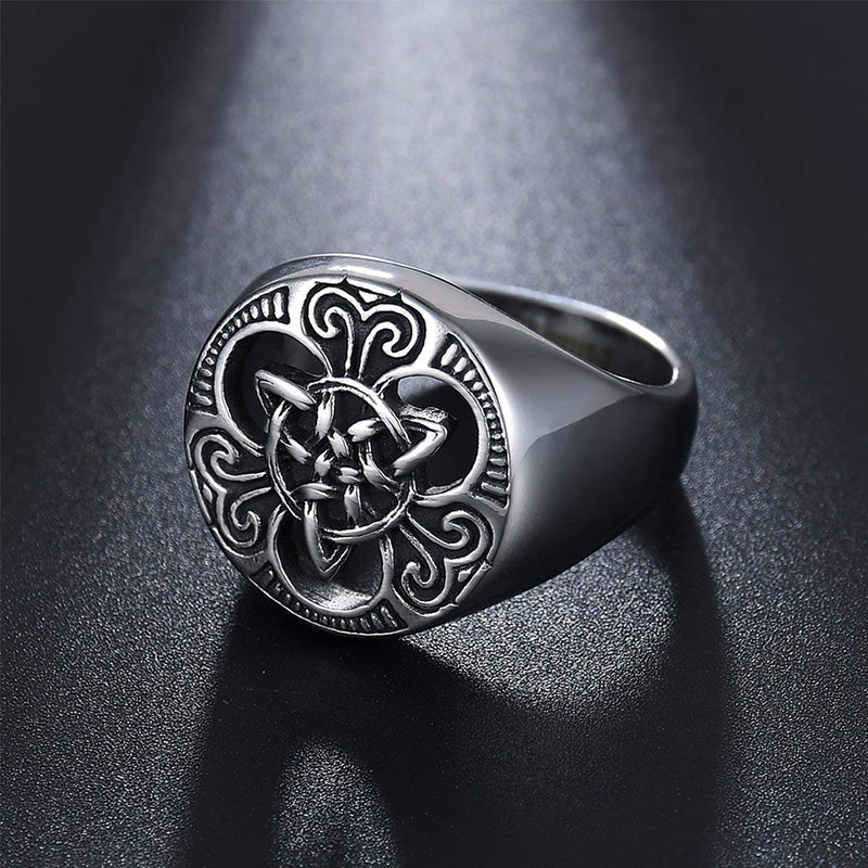 [Australia] - Gungneer Stainless Steel Celtic Triquetra Knot Eternal Love Ring US Size 7-13 Irish Engagement Jewelry Men Women 13 