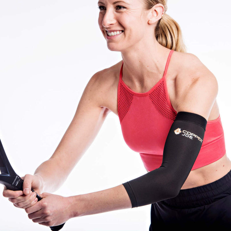 [Australia] - 2 Pack - Copper Joe Recovery Elbow Compression Sleeve - Ultimate Copper Relief Elbow Brace for Arthritis, Golfers or Tennis Elbow and Tendonitis. Elbow Support Arm Sleeves For Men and Women (Small) Small (1 Pair) 