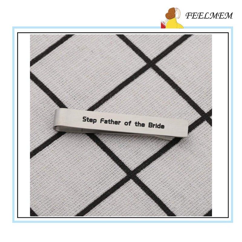 [Australia] - FEELMEM Step Father of The Bride Gifts Stepdad Wedding Gift DNA Doesn't Make You Family Love Does Stainless Steel Tie Clips Gift for Stepfather from Bride silver 