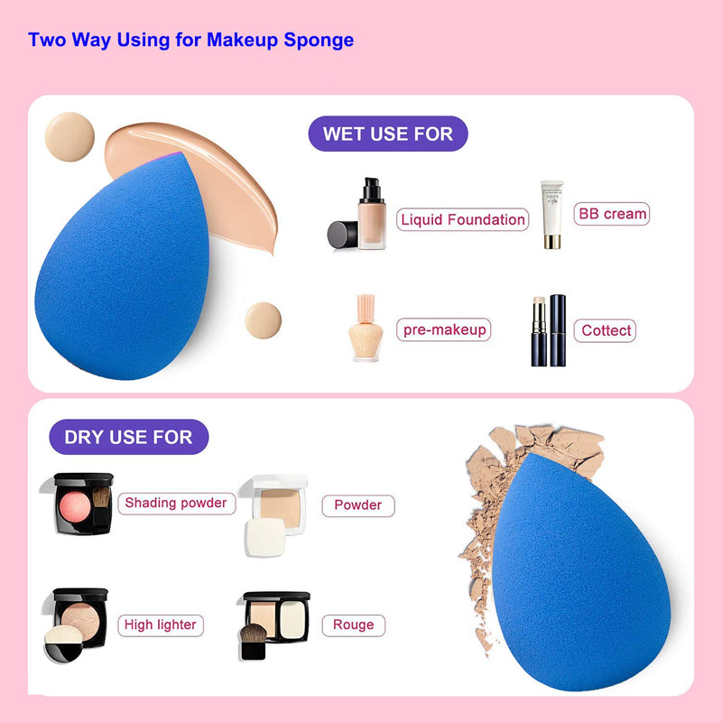 [Australia] - Lunasea Makeup Sponge Beauty Blender Foundation Blending Sponges, Flawless for Liquid, Cream, and Powder,Set of 6 