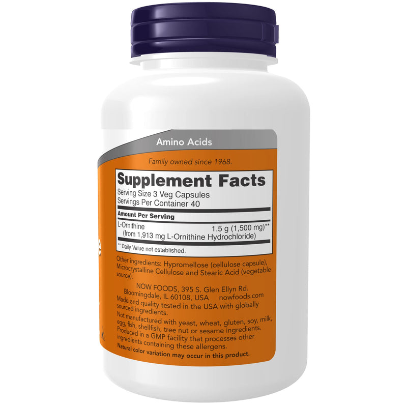 [Australia] - NOW Supplements, L-Ornithine (L-Ornithine Hydrochloride) 500 mg, Amino Acid, 120 Veg Capsules 