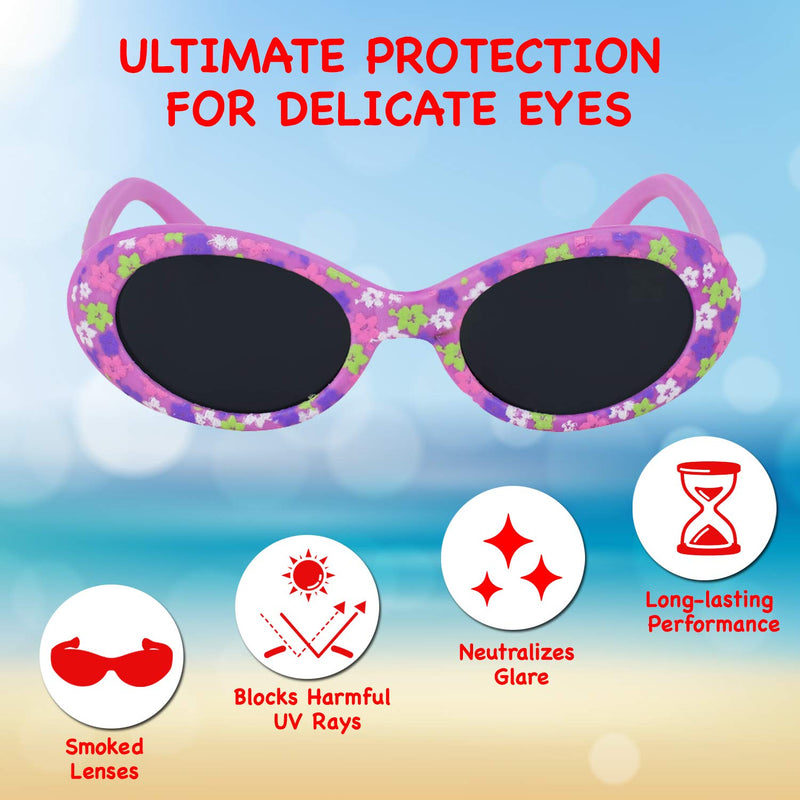 [Australia] - Baby Sunglasses, Rubber Frame Infant & Toddler Sunglasses Ages 0-3 Years, 100% UV Protection Purple Smoked 