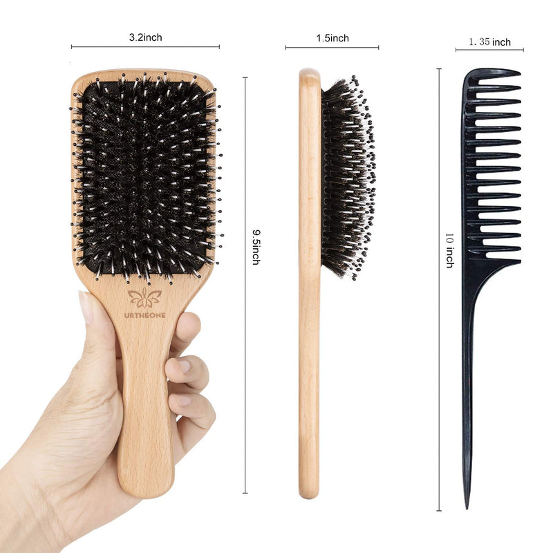 [Australia] - Hair Brush Boar Bristle Hairbrush for Thick Curly Thin Long Short Wet or Dry Hair Adds Shine and Makes Hair Smooth, Best Paddle Hair Brush for Men Women Kids 