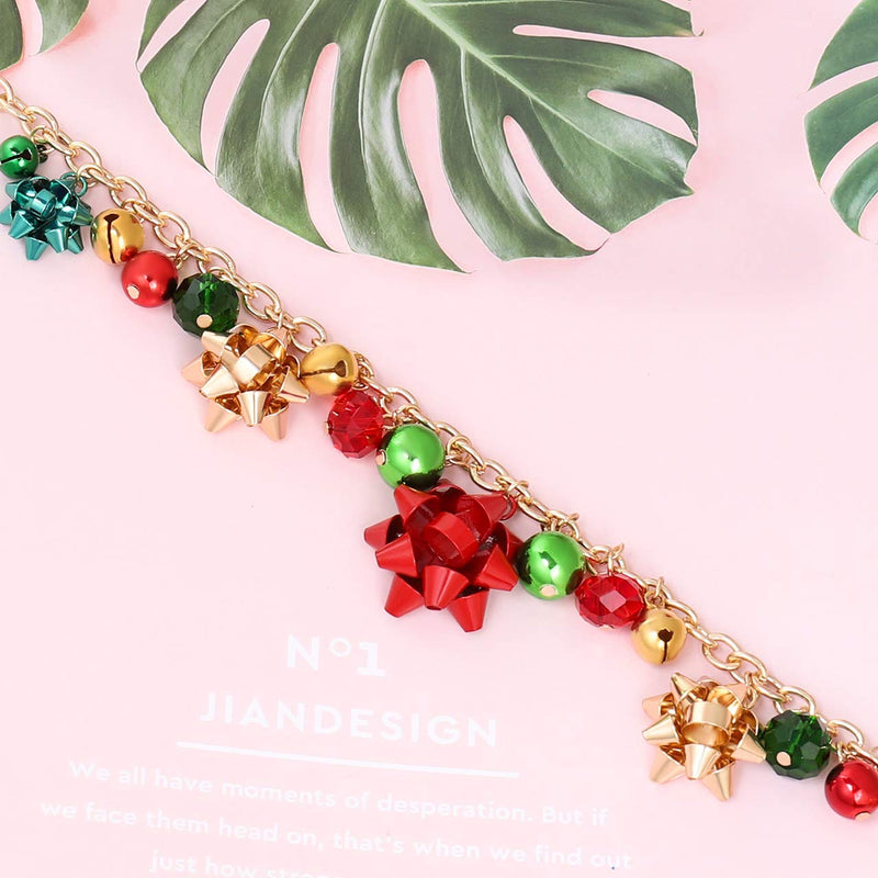 [Australia] - XOCARTIGE Christmas Necklace X-Mas Jingle Bell Necklaces Present Bow Pendant Necklace Present for Women Girls A Gold 